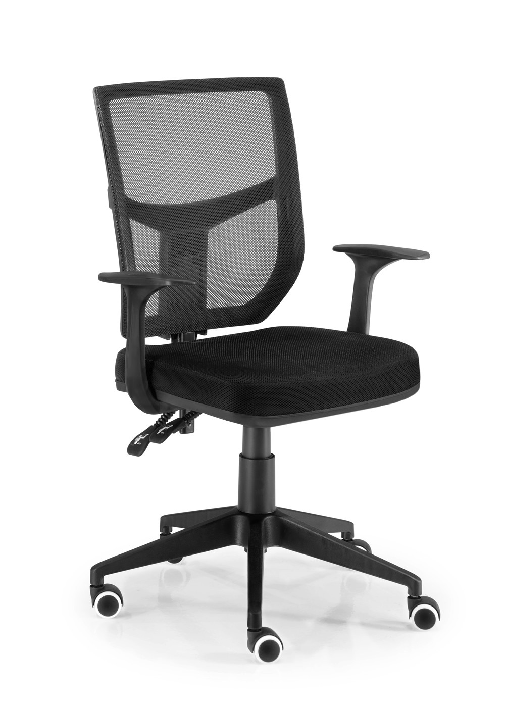 Silla de oficina acanalada con respaldo alto, silla de conferencia  ejecutiva de piel sintética, silla giratoria ajustable (negro)